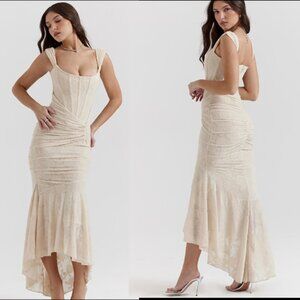 House of CB Cesca Ivory Maxi Dress, Bridal / Rehearsal / Reception, NWOT, Medium